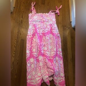 EUC Juliet Dunn Palladio Tie Strap Midi Dress Neon Pink Sz M/ JD Sz 2 / US 6-8